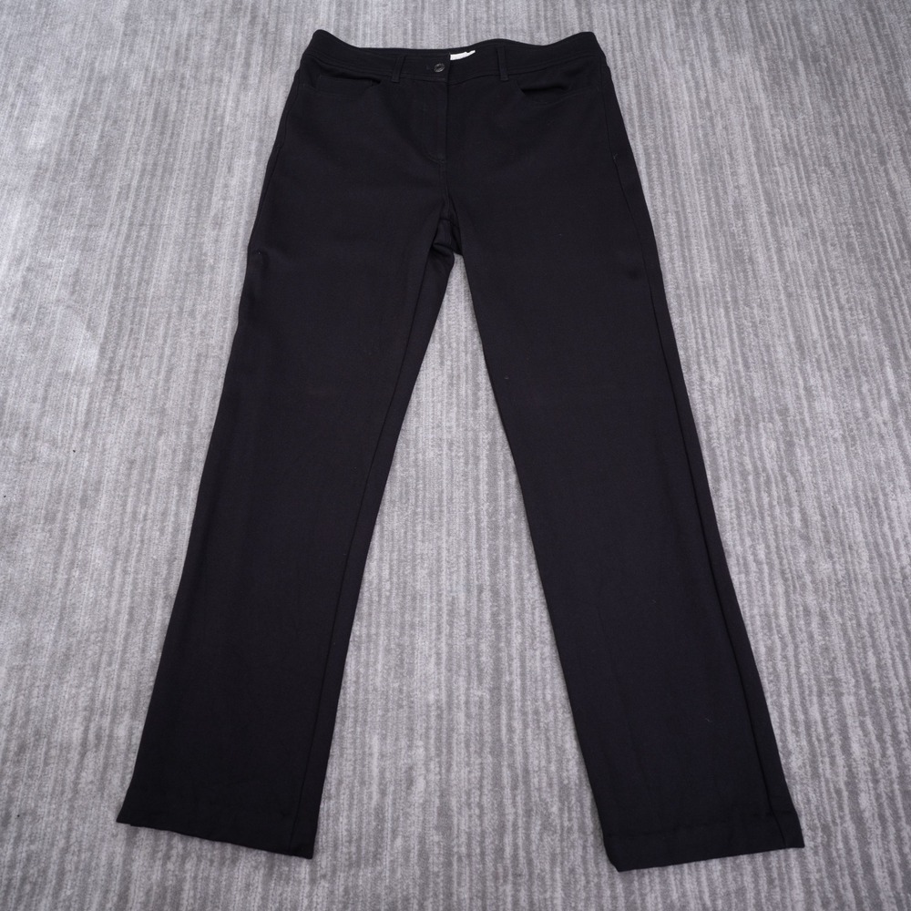 Talbots Womens Black Straight Leg Stretch Trousers Pants Size 12 Classic Career
